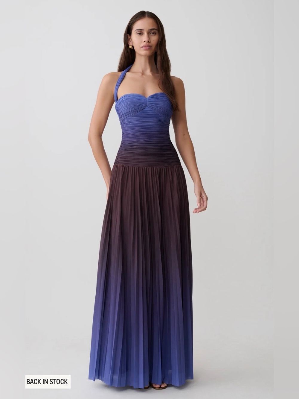 MESHKI Azizi Pleated Halter Maxi Dress